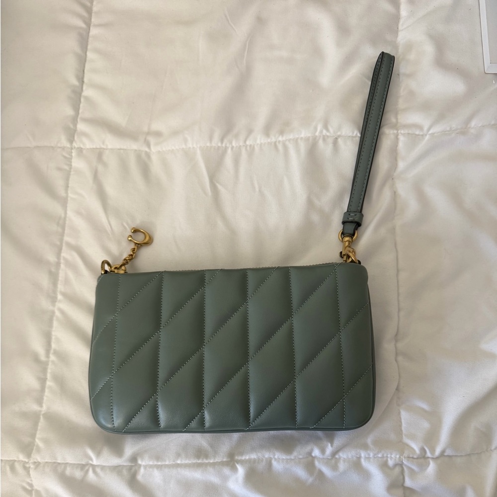 Coach Green Quilted Wristlet